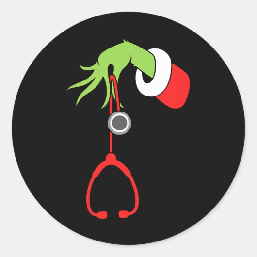 Sticker Rond infirmière noël stéthoscope infirmières xmas pyjam (Devant)