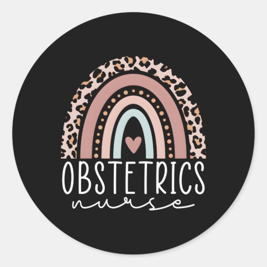 Sticker Rond Infirmière obstétrique Leopard Arc-en-ciel Ob Infi (Devant)