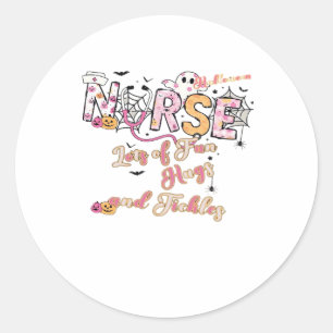 Sticker Rond Infirmière pédiatrique Fun Halloween Design Essent