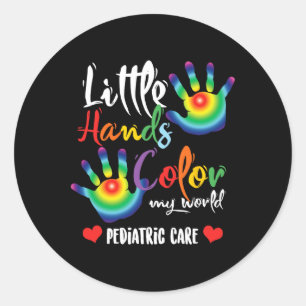 Sticker Rond Infirmière pédiatrique Petite main teinture Mon mo