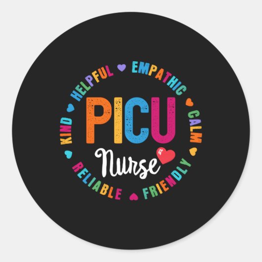 Sticker Rond Infirmière Picu Infirmière Unité de soins intensif (Devant)