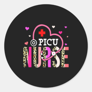 Sticker Rond Infirmière Picu Saint-Valentin Stethoscope Cœur Lé