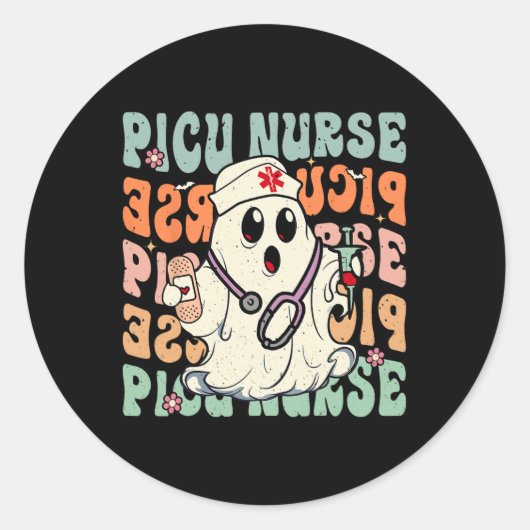 Sticker Rond Infirmière PICU super Halloween Costume Peds Infir (Devant)