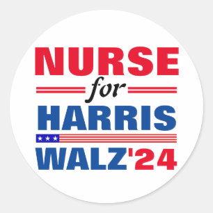 Sticker Rond Infirmière pour Harris Walz Red Blue