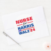 Sticker Rond Infirmière pour Harris Walz Red Blue (Enveloppe)