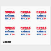 Sticker Rond Infirmière pour Harris Walz Red Blue (Feuille)