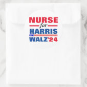 Sticker Rond Infirmière pour Harris Walz Red Blue (Sac)
