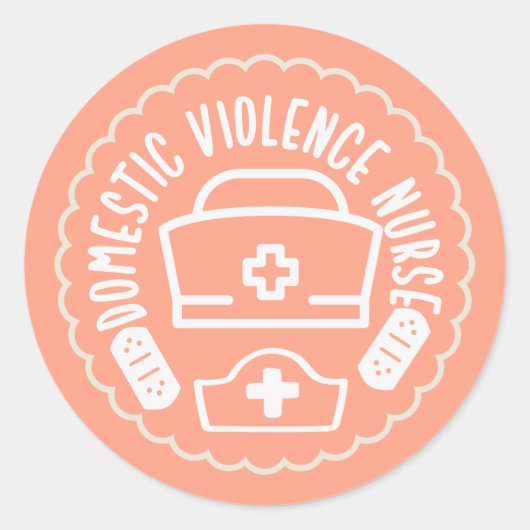 Sticker Rond Infirmière pour violence familiale (Devant)
