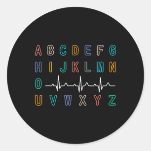 Sticker Rond Infirmière Pqrst Test Abc's Ekg Strip Alphabet Fun