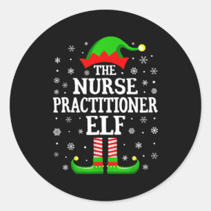 Sticker Rond Infirmière praticienne elfe Noël drôle famille cor