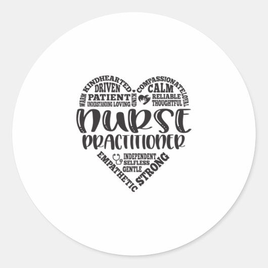 Sticker Rond Infirmière praticienne, NP, coeur (Devant)