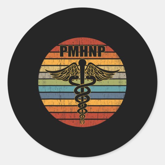 Sticker Rond Infirmière psychiatrique Praticien Médicale Caduce (Devant)