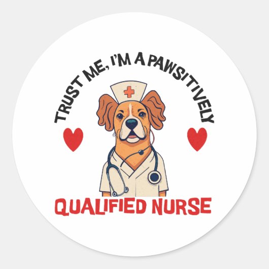 Sticker Rond Infirmière Qualifiée Pawsitively (Devant)