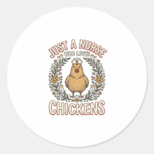 Sticker Rond Infirmière qui aime les poulets Design de T-shirt