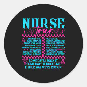 Sticker Rond Infirmière Rétro Semaine des Infirmières Hommes Fe