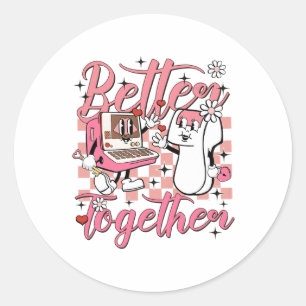 Sticker Rond Infirmière rétro Valentine Ultrasound Tech Sonogra