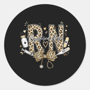 Sticker Rond Infirmière Rn Léopard Mignon Infirmière Diplômée S
