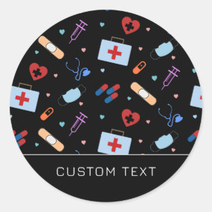 Sticker Rond Infirmière RN personnalisée   Docteur Motif Médica