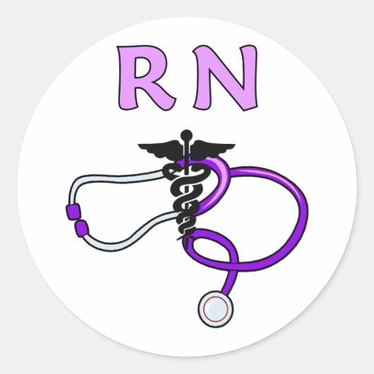 Sticker Rond Infirmière RN Stethoscope (Devant)