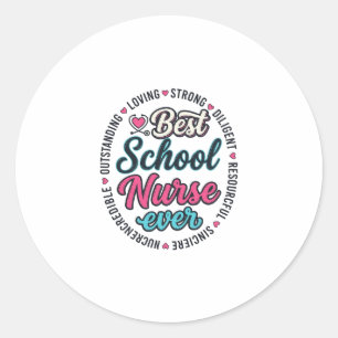 Sticker Rond Infirmière scolaire Ever Vintage Gravure Shirt Des