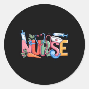 Sticker Rond Infirmière Stethoscope Cute Coquette Bow Stethosco