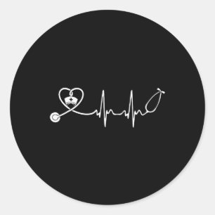 Sticker Rond Infirmière Stethoscope Heartbeat Nurse Week 2025