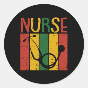 Sticker Rond Infirmière Stethoscope Junetdix Melanin Pride Afri