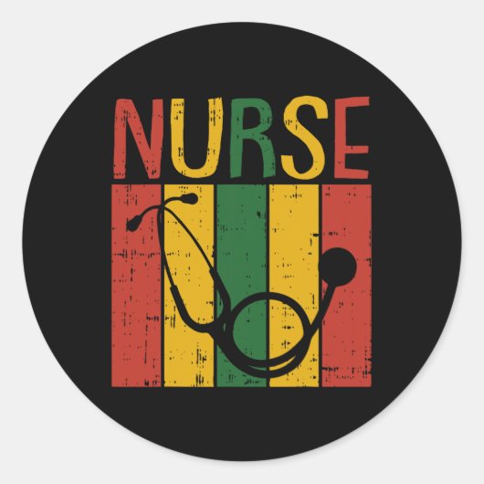 Sticker Rond Infirmière Stethoscope Junetdix Melanin Pride Afri (Devant)