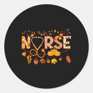 Sticker Rond Infirmière Thanksgiving Health Worker Nurse Fall N