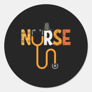 Sticker Rond Infirmière Thanksgiving Stethoscope Infirmière Chu