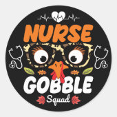 Sticker Rond Infirmière Turquie Gobble Squad Thanksgiving Infir (Devant)