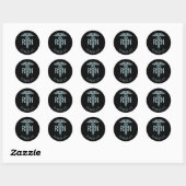 Sticker Rond infirmière turquoise RN Caduceus (Feuille)