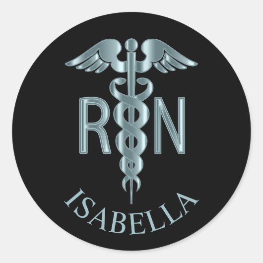Sticker Rond infirmière turquoise RN Caduceus (Devant)