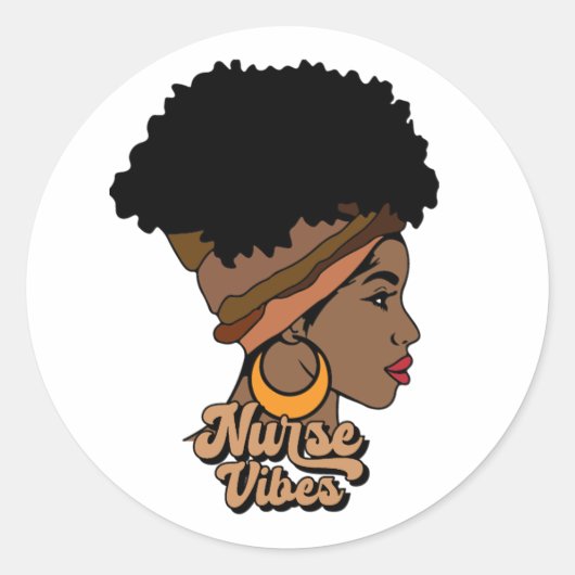 Sticker Rond Infirmière Vibes Afro Infirmière Amérique Africain (Devant)