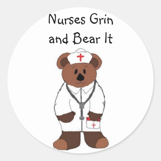 Sticker Rond Infirmières Grin and Bear It (Devant)
