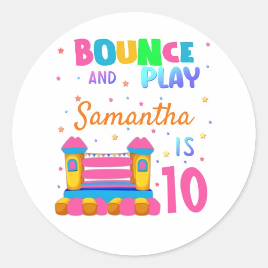 Sticker Rond Inflatable Bounce House Jump Anniversaire Fille de (Devant)