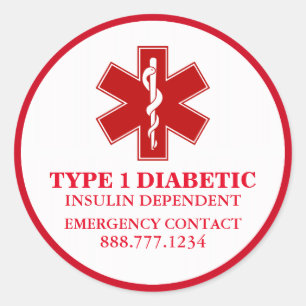Sticker Rond Informations Médicales diabétiques