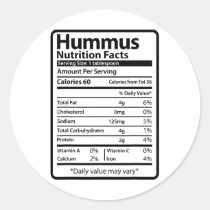 Sticker Rond Informations nutritionnelles drôles de houmous pou