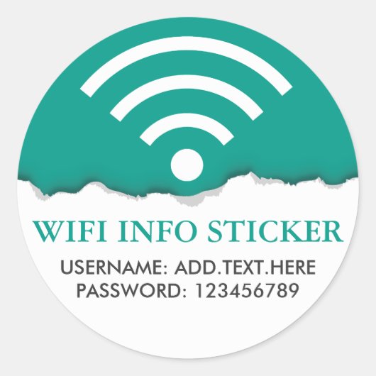 Sticker Rond Informations WiFi/accès Internet customisées (Devant)