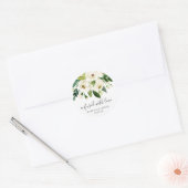Sticker Rond Infusé Avec Amour Élégant Mariage Floral Blanc (Enveloppe)