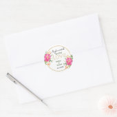 Sticker Rond Infusé Avec Amour Mariage Floral Rose (Enveloppe)