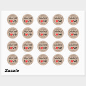 Sticker Rond Infusé Avec Du Papier Kraft Amoureux Avec Mariage  (Feuille)