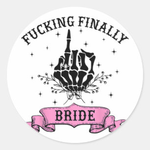 Sticker Rond Ing Finalement Mariée Squelette main Halloween Bac