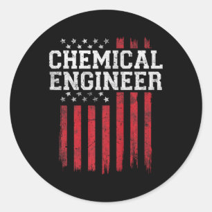 Sticker Rond Ingénieur chimique American Flag USA Patriot Patri