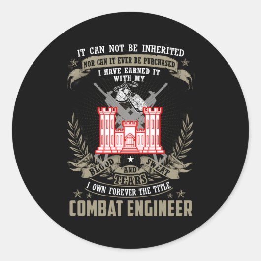 Sticker Rond Ingénieur De Combat Il Ne Peut Pas Être Hérité Ou (Devant)