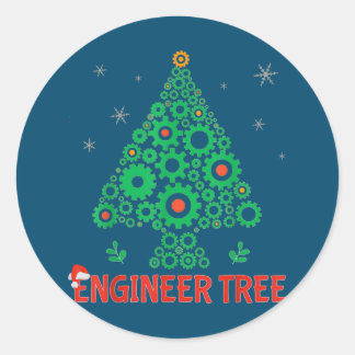 Sticker Rond Ingénieur de Noël Génie mécanique de l'arbre