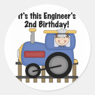 Sticker Rond Ingénieur de train 2e Anniversaire Tshirts et cade