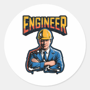 Sticker Rond Ingénieur en lettres grecques Stem Humour nerd