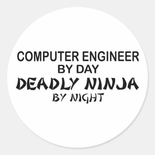 Sticker Rond Ingénieur informatique mort Ninja (Devant)