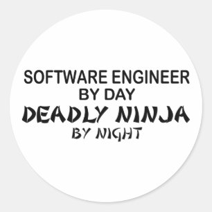 Sticker Rond Ingénieur logiciel mort Ninja